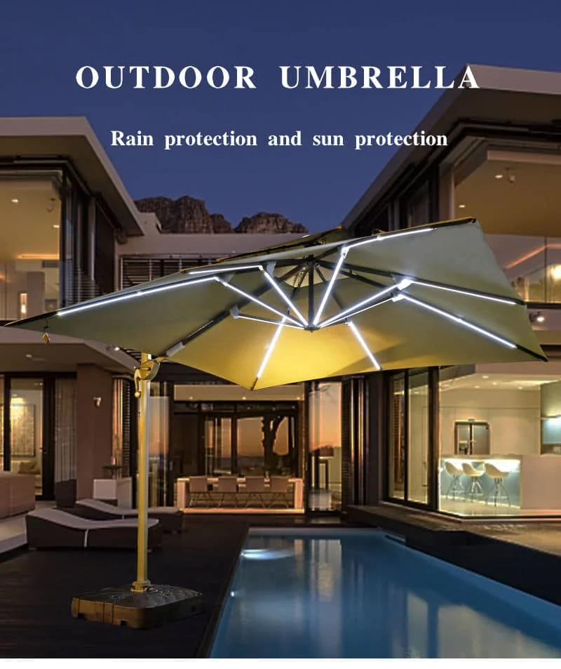 Factory Supply Patio Umbrella With Lights 10 ft Big Garden Cantilever Umbrella outdoor furniture manufactuer in China