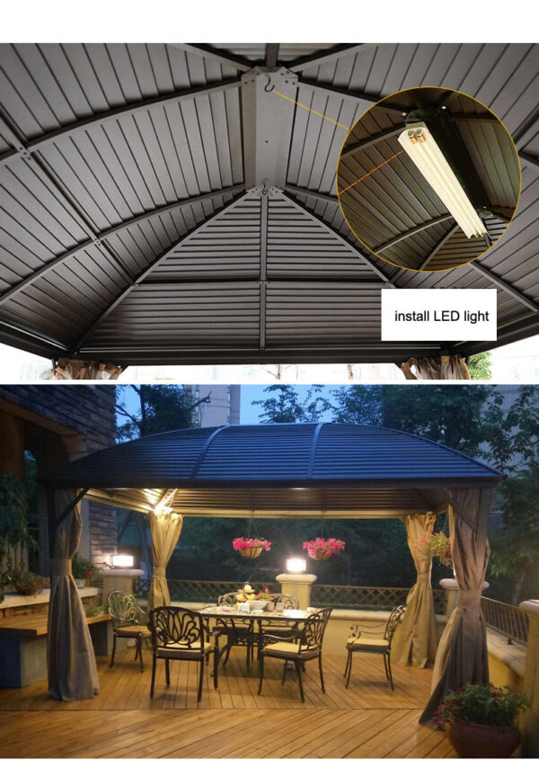 Aluminium Hardtop Gazebo 3*4m Luxury Pergola Outdoor Pavilion Garden Metal Double Roof Cabana outdoor furniture manufactuer in China