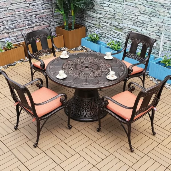 Aluminum Outdoor Chairs Outdoor 9pc Die-cast Aluminum Patio Chairs Restaurant Garden Dining Table and Chair outdoor furniture manufactuer in China