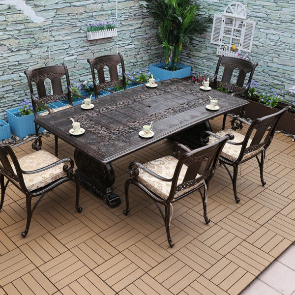 Aluminum Outdoor Chairs Outdoor 9pc Die-cast Aluminum Patio Chairs Restaurant Garden Dining Table and Chair outdoor furniture manufactuer in China