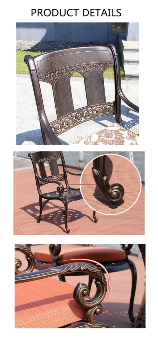 Aluminum Outdoor Chairs Outdoor 9pc Die-cast Aluminum Patio Chairs Restaurant Garden Dining Table and Chair outdoor furniture manufactuer in China