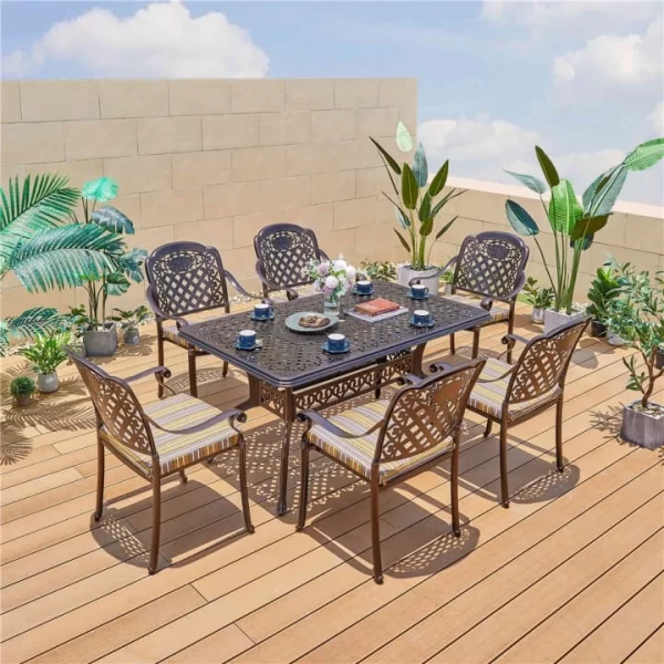 Aluminum Outdoor Furniture Cast Aluminum Dining Chairs Wholesale Courtyard Modern Stack Outdoor Garden Tables Set outdoor furniture manufactuer in China