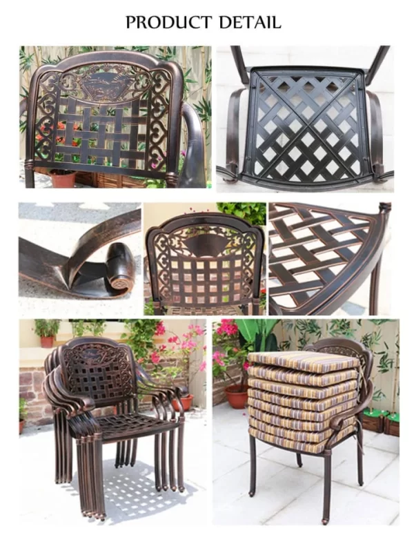 Aluminum Outdoor Furniture Cast Aluminum Dining Chairs Wholesale Courtyard Modern Stack Outdoor Garden Tables Set outdoor furniture manufactuer in China