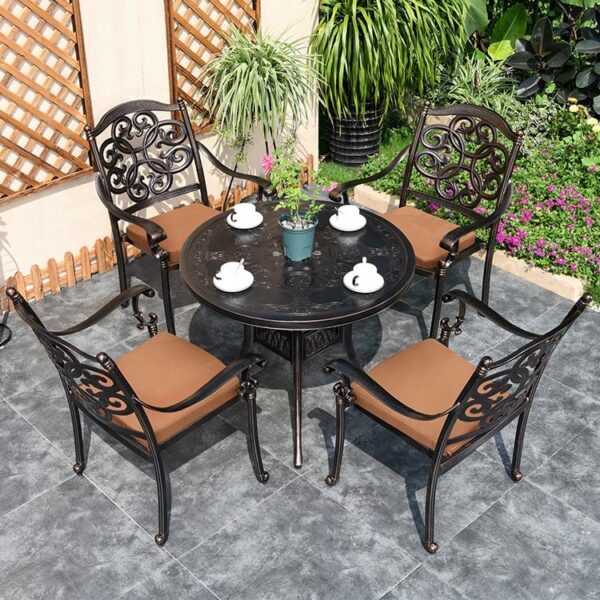 Aluminum Patio Set Cast Aluminum Stackable Outdoor Chair 7pcs Luxury Garden Set Outdoor Furniture outdoor furniture manufactuer in China