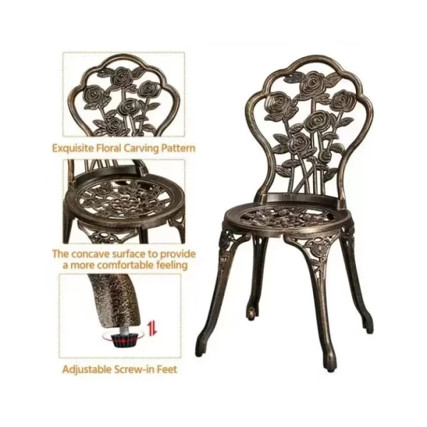 Aluminum Patio Set 3pcs Cast Alu Rust-Resistance Garden Furniture Set Balcony Small Table and Chair outdoor furniture manufactuer in China