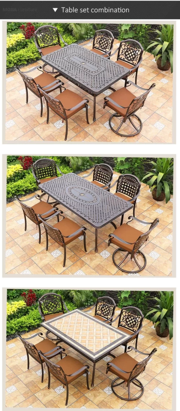 Cast Aluminum Swivel Chair Classical Alu Garden Patio Dining Chair Outdoor Furniture Backyard Dining Set outdoor furniture manufactuer in China