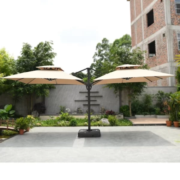 Double-Sided Patio Umbrella 10 ft Two Top Garden Umbrella Led Balcony Cantilever Parasol for Hotel,Garden outdoor furniture manufactuer in China