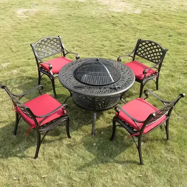 High-Quality Cast Aluminum Fire Pit Table Versatile Outdoor Furniture for Grilling, Heating, and Dining outdoor furniture manufactuer in China