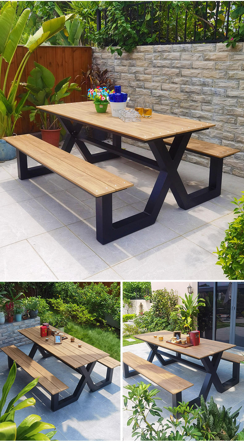 New Polywood Picnic Table Outdoor Bench 1 Set Dining Table and Chairs Strong Backyard Furniture Plastic Wooden Chairs Garden Bench outdoor furniture manufactuer in China