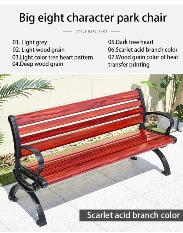 2023 Whole Sale Aluminum Frame Garden Bench 1.5m Park Metal Bench for Backyard outdoor furniture manufactuer in China