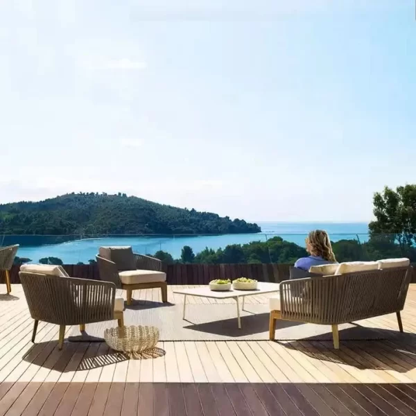 Teak Outdoor Sofas High End Garden Furniture Set Hotel Elegant 3 Seats 2 Seats Sofa Lersure Set outdoor furniture manufactuer in China