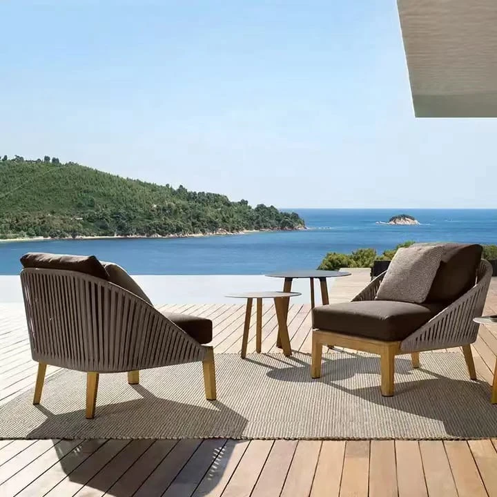 Teak Outdoor Sofas High End Garden Furniture Set Hotel Elegant 3 Seats 2 Seats Sofa Lersure Set outdoor furniture manufactuer in China