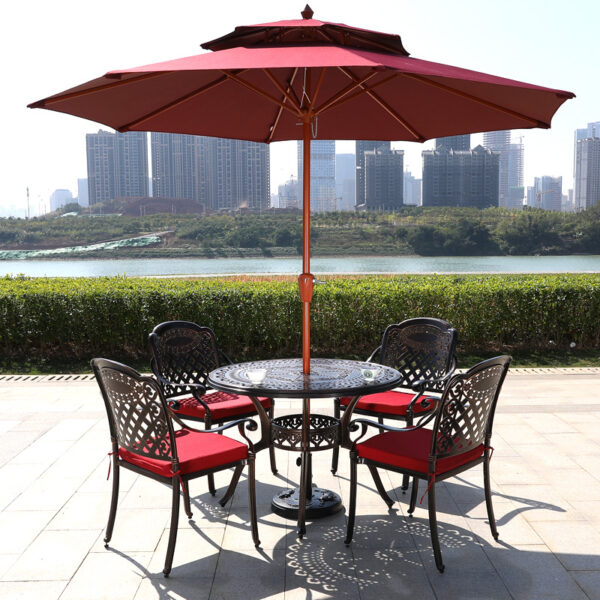 outdoor patio table and chairs with umbrella hole