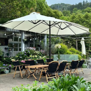 15 ft patio double-sided umbrella with base