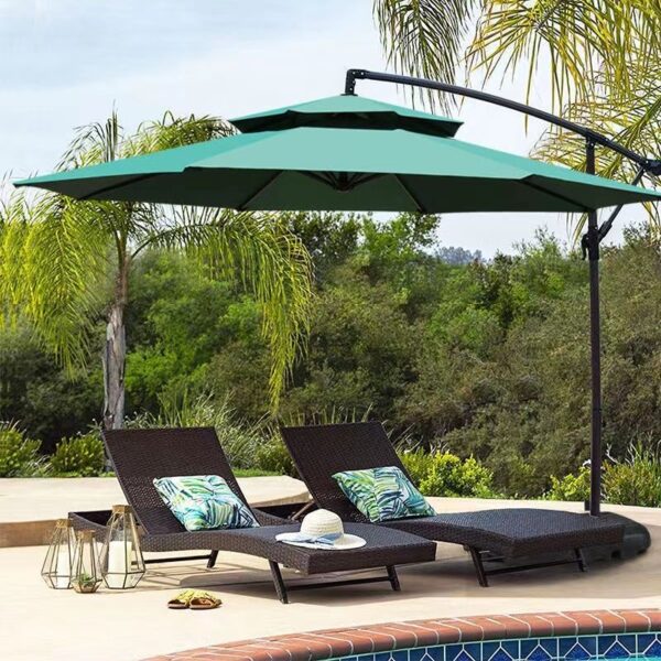 9 ft Fade Resistant Waterproof RECYCLED FABRIC Canopy & Cross Patio Umbrellas Offset Outdoor Umbrella Cantilever Hanging Umbrellas for Yard, Garden & Deck outdoor furniture manufactuer in China