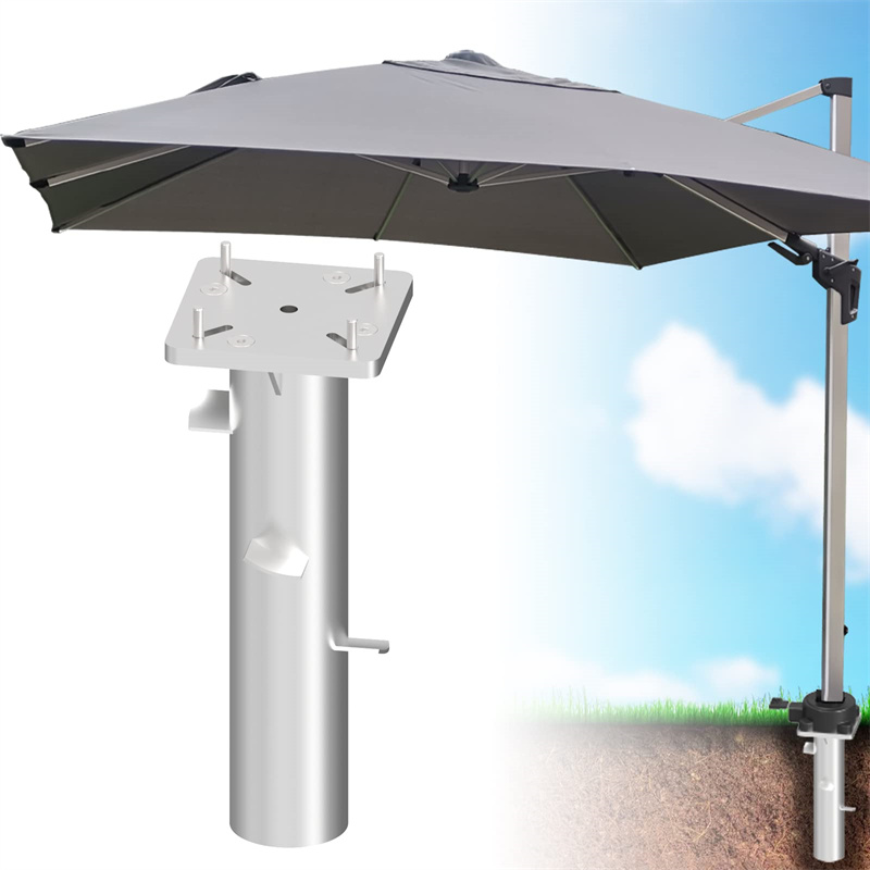 offset cantilever umbrella  in ground holder