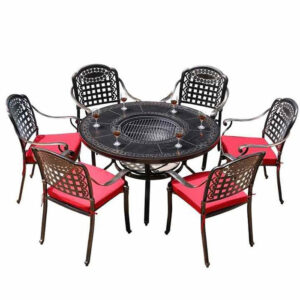 Outdoor Patio Dining Set with Fire Pit Table