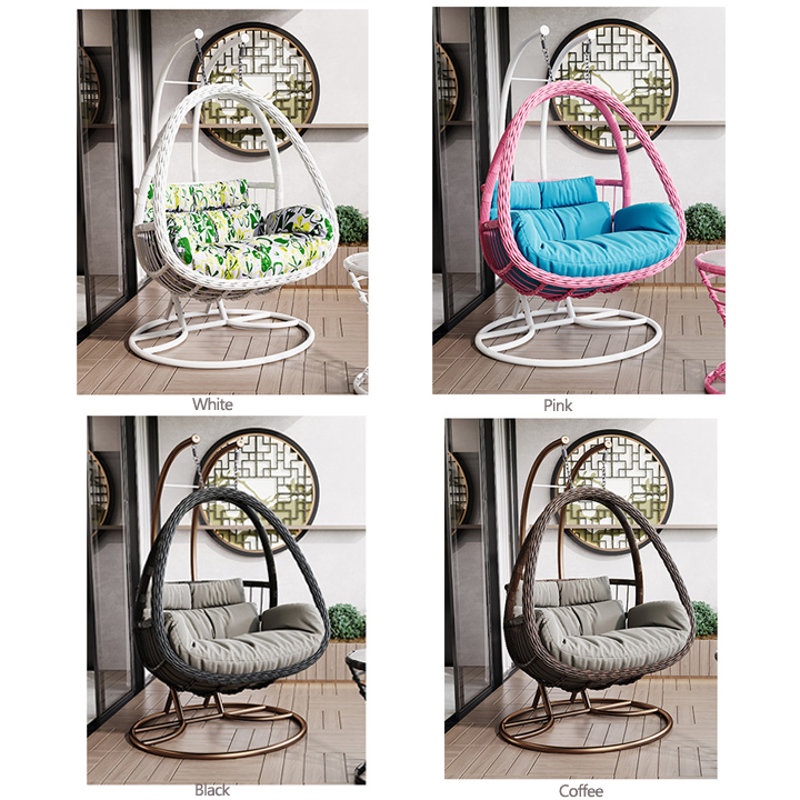 Two-Seater Wicker Egg Chair with Stand-colors