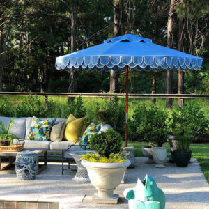 Scalloped Beach Umbrella in Blue