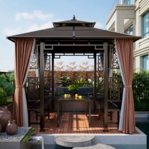 10ft Metal Gazebo with Seats and Table