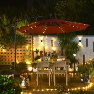 10ft Solar Offset Patio Umbrella