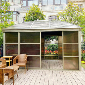 3×4m Luxury Gazebo House with Sliding Doors