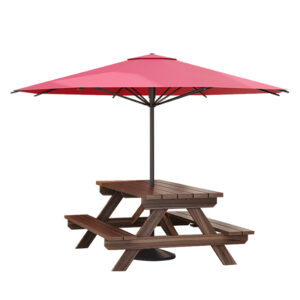 4 Seater Wooden Picnic Table Bench with Parasol